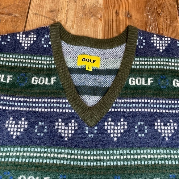 rare Golf Wang Hearts Sweater Vest Tyler, the Creator Men's Large Green Purple - Picture 3 of 6